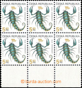 33783 - 1999 Pof.241 Scorpio, block of 6 with lower margin and small