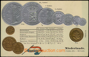 33875 - 1900 mince na pohlednicích, Holandsko, tlačená litho, nep