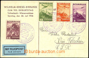33917 - 1936 by air mail sent postcard Wilhem Kress Erhung to Czecho