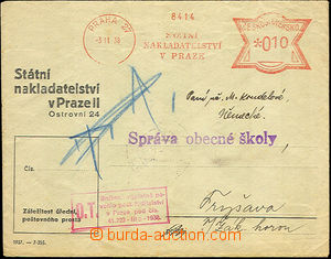 34021 - 1938 předištěná envelope with frankotype Státního publ