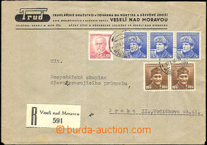 34026 - 1946 vyfr. firemní R dopisy s provizorní R nálepkou Vesel