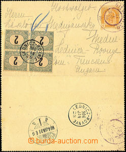 34040 - 1906  Mi.K44, violet cnl. Wien 21/1 06, postage due blk. of 