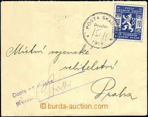 34068 - 1918 dopis vyfr. zn. 10h modrá, Pof.SK1, raz. Pošta skaut