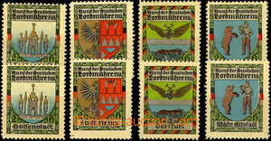 34124 - 1915 AUSTRIA  comp. 8 pcs of Surtax color varnished labels w
