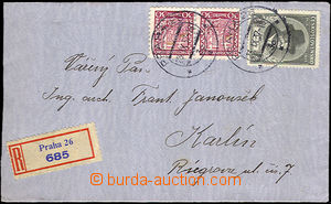34144 - 1937 Smuteční TGM  R dopis v místě vyfr. zn. 2Kč + 2x 3