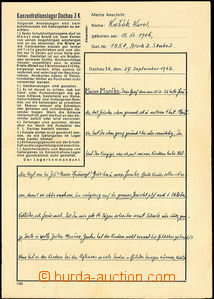34157 - 1942 KT DACHAU  předtištěný formulář pro dopis z KL Da