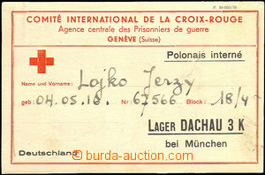 34160 - 1942? C.C. DACHAU 3 Koruna  card Swiss of Red Cross with sta