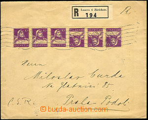 34163 - 1934 Reg letter to Czechoslovakia, with Mi.6x 204 from bklt,