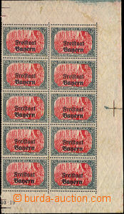 34175 - 1919 Mi.151B, přetiskové, 10-blok s okraji, svěží, kat.