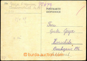 34212 - 1943 KT Terezín  nefrankovaný předtištěný lístek od �
