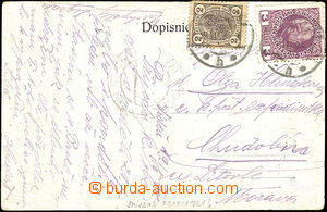 34238 - 1908 pohlednice vyfr. smíšenou frankaturou zn. 2h emise 19