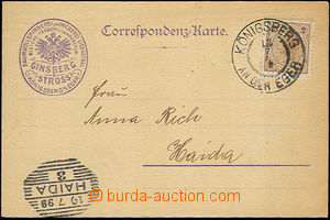 34279 - 1899 lístek s přítiskem tkalcovny a přádelny bavlny Gin