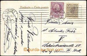 34351 - 1908 pohlednice vyfr. smíšenou frankaturou zn. vydání 19