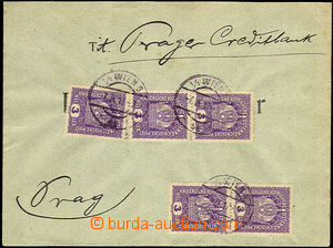 34354 - 1917 letter franked with. 5-tuple franking stamp. 3h Crown, 