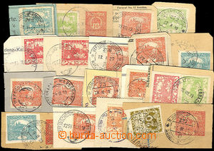 34413 - 1919/20 RAILWAY POST  selection 18 pcs of cut-squares with s