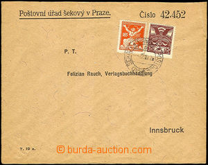 34641 - 1922 letter to Austria with Pof.160, 147, CDS Post Off. cheq