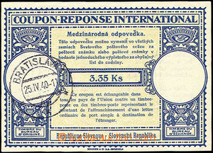 34680 - 1940 1940 CMO2 Coupon Reponse International,  cnl. Bratislav