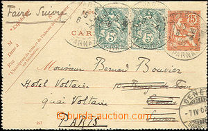 34697 - 1903 uprated letter-card Mi.K22 without margins, addressed t