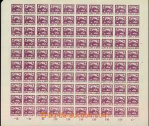 34909 -  Pof.2, 3h fialová, kompletní 100-známkový arch s okraji