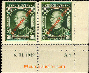 35316 - 1939 Alb.23C  Hlinka 50h, right the bottom corner Pr with pl