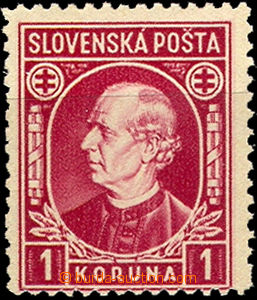 35323 - 1939 Alb.30yA Hlinka 1 Koruna, vertical grid, mint never hin