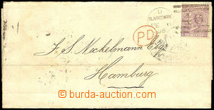 35436 - 1866 skládaný dopis zaslaný do Německa, vyfr. zn. 6p, Mi