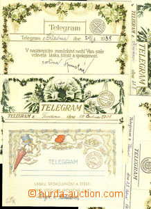 35475 - 1938 sestava 5ks novomanželských blahopřání - telegram,