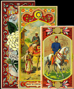 35481 - 1900 FEZ-CARDS  comp. 3 pcs of various lithographic labels s