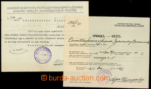 35605 - 1921-22 2ks dokumentů vydaných na Podkarpatské Rusi, 1x s