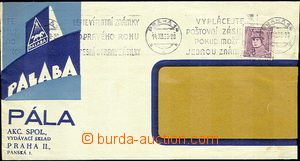 35668 - 1938 okénková obálka s přítiskem fy PALABA a.s. Praha, 