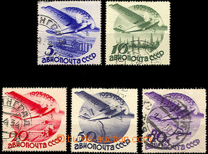 35733 - 1934 air-mail line without watermark, Mi.462-466Y, c.v.. 44