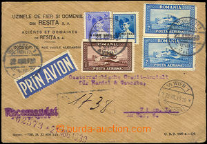 35780 - 1930 Reg and airmail letter to Vienna, with Mi.336, 2x 337, 