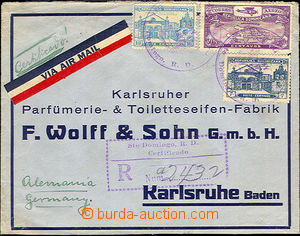 35786 - 1932 Reg and airmail letter to Germany, with Mi.243, 245 and