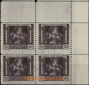35864 - 1919 Pof.31qB, horní rohový 4-blok s 2 nepravými kupóny 