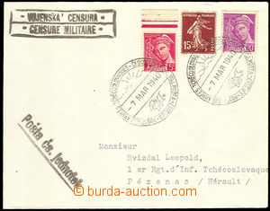 35889 - 1940 franked letter with  black cancel. Czechosl. military. 
