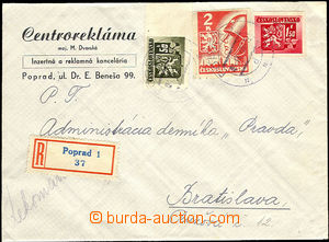 35953 - 1945 Košické  firemní R dopis vyfr. smíšenou frankaturo