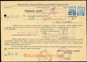 35977 - 1946 tiskopis Úřadovny sociálního pojištění v Bruntá