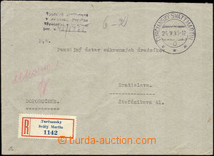 35983 - 1945 Slovensko  hotově vyplacený R dopis s raz. Výplatné