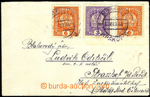 35993 - 1917 letter with 2x 6h + 3h Crown, Mi.185, 2x 187, CDS Craco