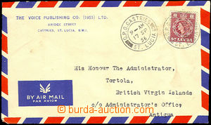 36038 - 1956 air-mail letter to Tortoly, with Mi.152, CDS G.P.O. Cas