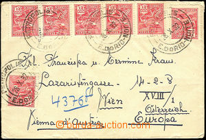 36043 - 1932 Reg and airmail letter to Austria, franked with. 7 pcs 