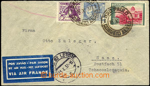 36078 - 1937 air-mail letter to Czechoslovakia, with Mi.476, 397, 26