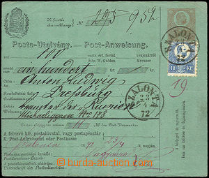 36146 - 1872 větší díl poštovní poukázky Mi.A2 dofr. zn. Mi.4