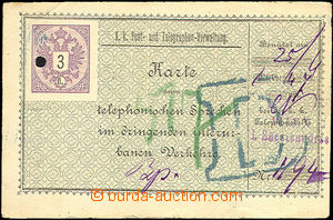 36178 - 1890 phonecard with printed stmp 3fl.. Mi.TK10, good conditi