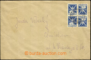 36236 - 1922 letter franked with. block of four opposite facing pair