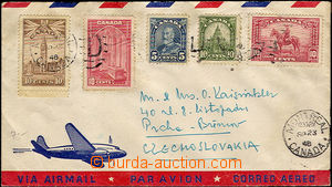 36286 - 1948 letecký dopis do ČSR, vyfr. zn. Mi.147, 150, 190, 204