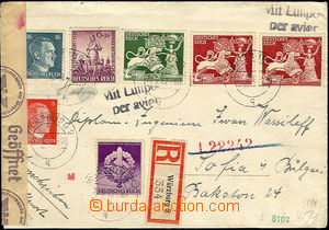 36297 - 1942 air-mail Reg letter to Bulgaria, multicolor franking st
