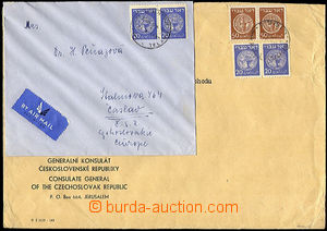 36303 - 1949 sestava 2ks Let-dopisů do ČSR, 1x s vyfr. 2-páskou  