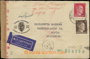 36319 - 1942 air-mail letter to Bulgaria, with 10Pf + 12Pf A. Hitler