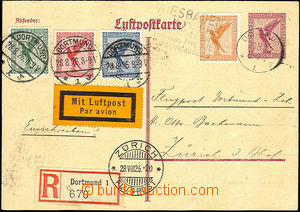 36417 - 1926 Reg and airmail PC to Switzerland Mi.P168 uprated by. a